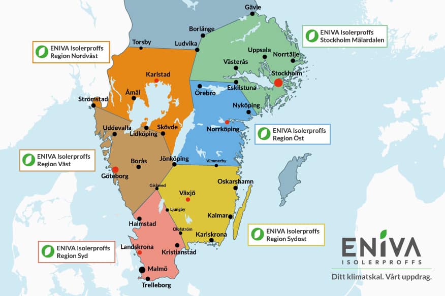 Regioner med regionkontor ENIVA.